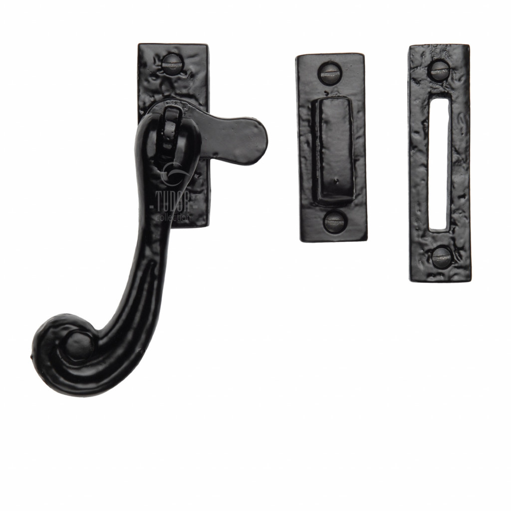 M Marcus Tudor Rustic Black Reversible Casement Window Fastener for use with Snail & Crook Design Window Stays